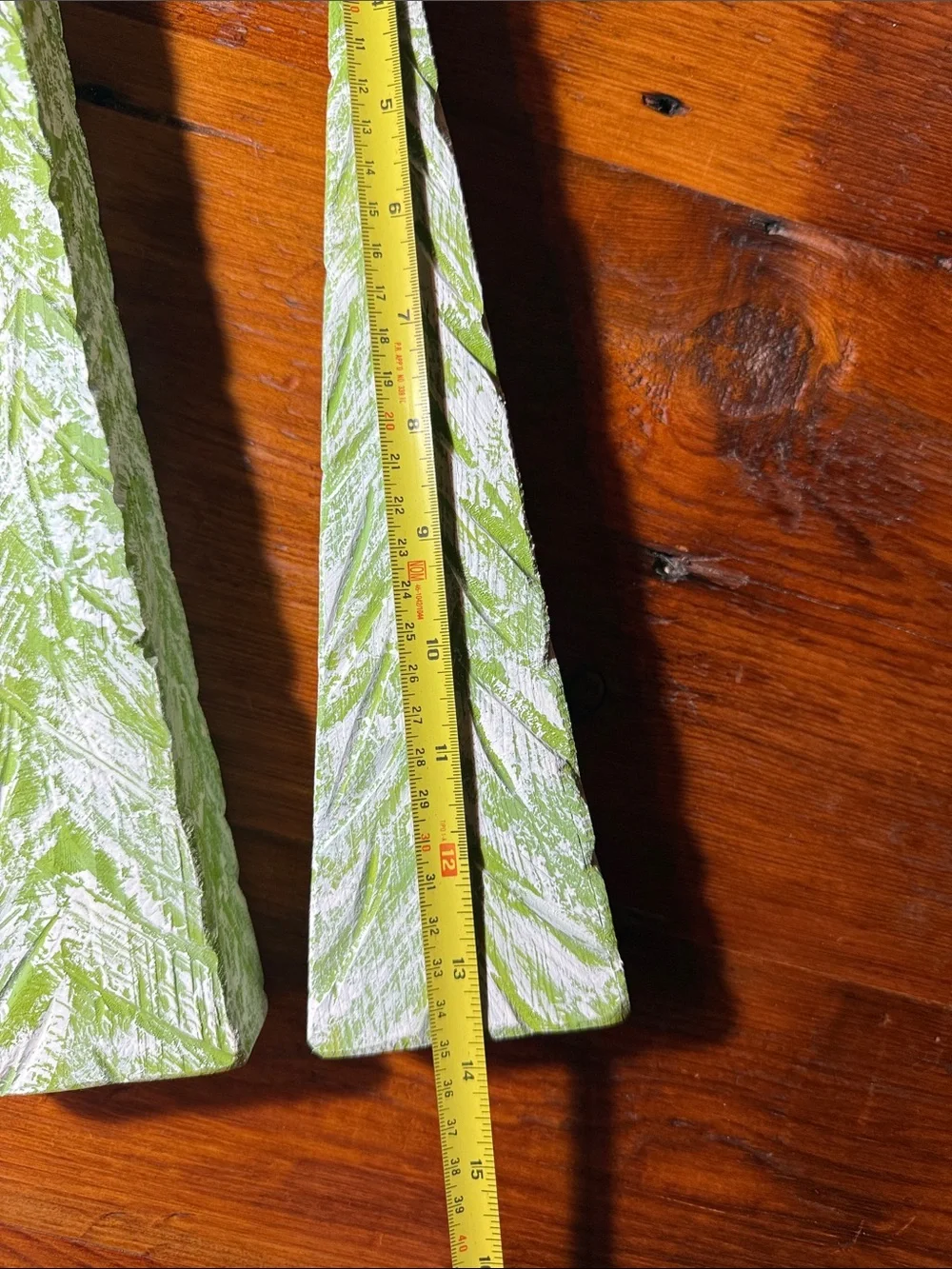 🌲 Handmade & Painted Snowy Green Holiday Trees Set of 4